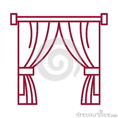 Abstract sign of theater curtain. Scene clothing element. Premiere show Vector Illustration