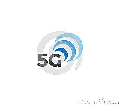 Abstract signal icon, blue arc. 5g mobile logo template, flat concept logotype design for new generation of connection Vector Illustration