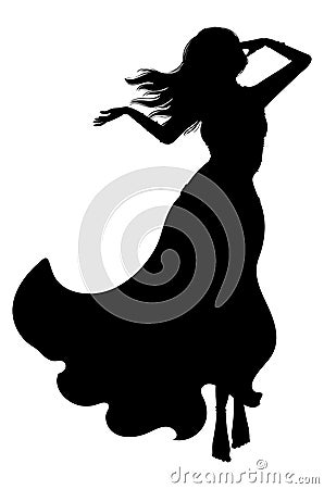 Belly dancer girl silhouette Vector Illustration