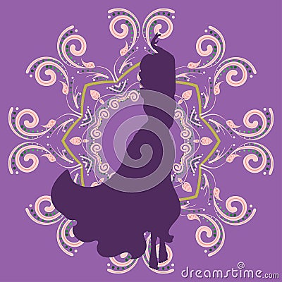 Belly dancer girl silhouette Vector Illustration