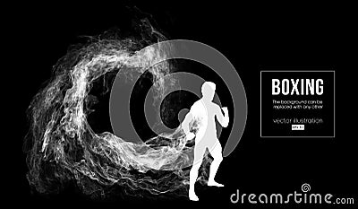 Abstract silhouette of a boxer, mma, ufc fighter on the dark, black background. Boxer is winner. Vector illustration Vector Illustration