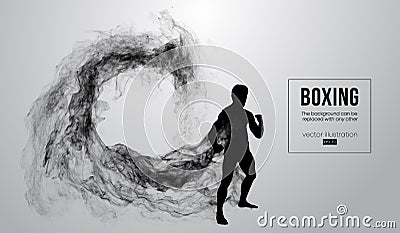 Abstract silhouette of a boxer, mma, ufc fighter on the white background. Boxer is winner. Vector illustration Vector Illustration