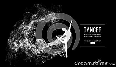 Abstract silhouette of a dencing girl, woman, ballerina on the dark, black background. Ballet and modern dance. Vector Illustration