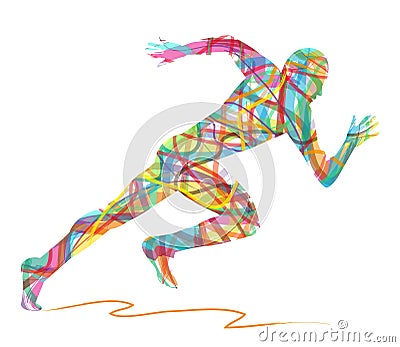 Abstract silhouette of man running Vector Illustration