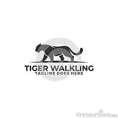 Abstract Silhouette Tiger Walking Concept illustration vector template Vector Illustration