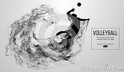 Abstract silhouette of a volleyball player man on white background from particles. Vector illustration Vector Illustration