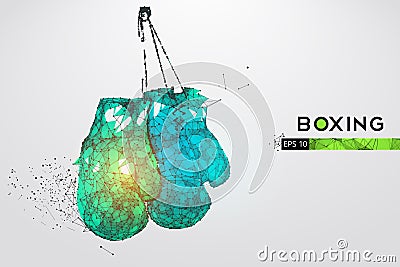 Abstract silhouette of a wireframe boxer gloves on the white background. Boxing sports equipment. Boxer is winner vector Vector Illustration