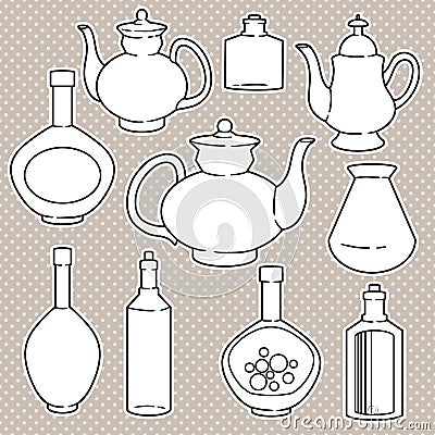 Abstract silhouettes of kitchen dishes. Vector Illustration