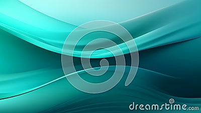 Abstract silk teal waves design with smooth curves and soft shadows on clean modern background Stock Photo