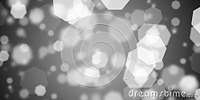 Abstract silver background with flying heptagonal shapes Stock Photo