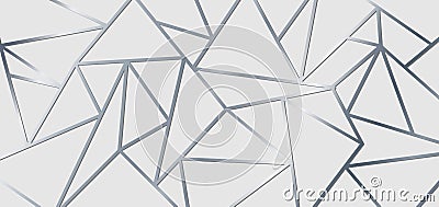 Abstract silver metallic join lines on white background. Geometric triangle gradient shape pattern. Luxury style Vector Illustration