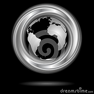 Abstract silver ring and globe. Vector design Vector Illustration