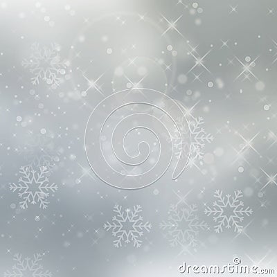 Abstract silver winter background with snowflakes Stock Photo