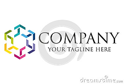 Abstract Simple Colorful Hexagonal Line Art Logo Design Vector Illustration