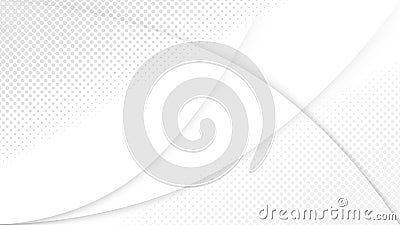 Abstract Grey Curves and Halftone Dots Pattern in White Background Cartoon Illustration