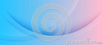 Abstract Simple Curves in Pastel Blue and Pink Gradient Background Banner Stock Photo