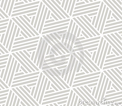 Abstract simple geometric vector seamless pattern with white line triangular texture on grey background. Light gray Vector Illustration