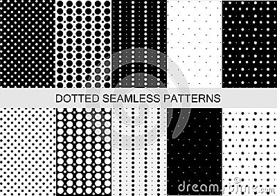 Abstract simple seamless dotted patterns set Vector Illustration