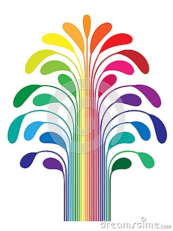 Abstract simple stylized tree rainbow color Vector Illustration