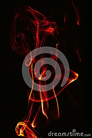 Abstract single fire flame on black background Stock Photo