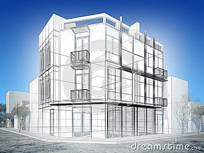 Abstract sketch design of exterior building Stock Photo