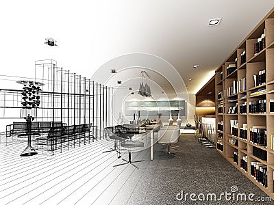 Abstract sketch design of interior dining Stock Photo