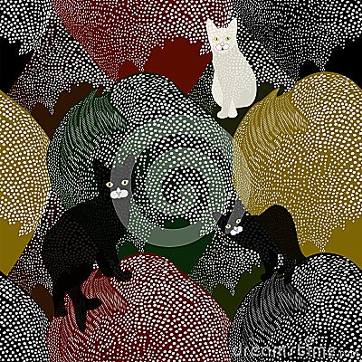 Abstract sketch of fun little black and white kittens Stock Photo