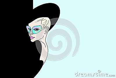 Abstract sketch of a girl model in dress and hat Stock Photo