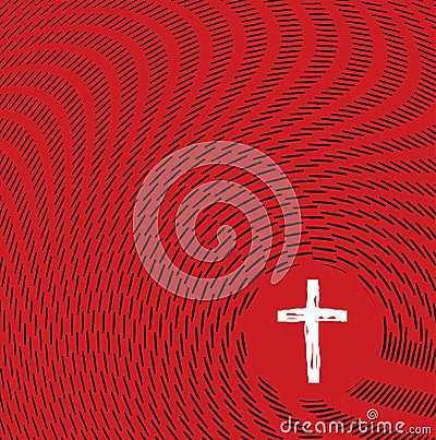 Abstract Sketch Waves Surrounding Christian Cross Illustration Vector Illustration