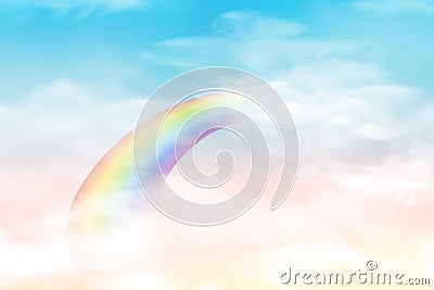 Abstract sky with color clouds. Sun and clouds background with a soft pastel color. Fantasy magical landscape background Vector Illustration