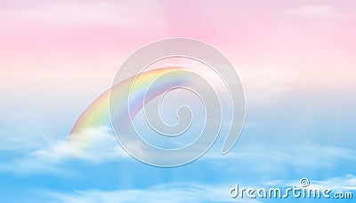 Abstract sky with color clouds. Sun and clouds background with a soft pastel color. Fantasy magical landscape background Vector Illustration