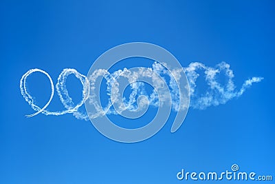 Abstract skywriting design with spiraling circles Stock Photo