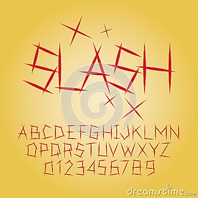 Abstract Slash Alphabet and Digit Vector Vector Illustration