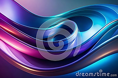 Abstract, sleek shapes with glossy finish, showcasing depth and movement, generative ai Stock Photo