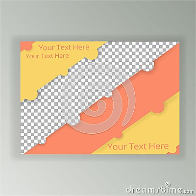 Abstract sliced cartone dynamic paper page template background with shadows for web and print . Yellow, orange and transparent Vector Illustration