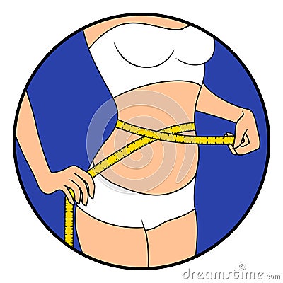 Girl tape the size of her waistline Vector Illustration
