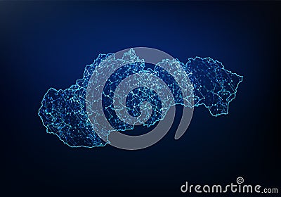 Abstract of slovakia map network, internet and global connection concept, Wire Frame 3D mesh polygonal network line, design sphere Vector Illustration