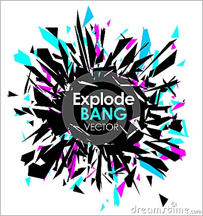 Abstract slow motion explode broken glass particle design element Stock Photo