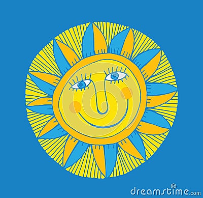 Abstract smiling sun Vector Illustration