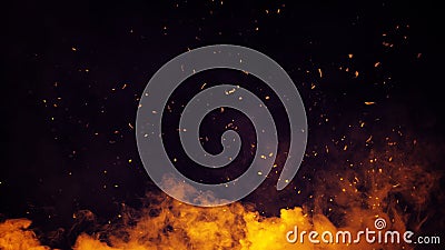 Perftect fire particles embers on background . Smoke fog misty texture overlays Stock Photo