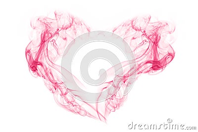 Abstract smoke in shape of heart on white . Stock Photo