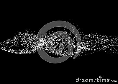 Abstract smokey wave vector background. Nano dynamic flow with 3d particles Vector Illustration
