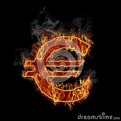 Burning euro symbol Stock Photo