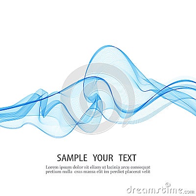 Abstract smooth color wave vector. Curve flow blue motion illustration. Smoke blue wave design. Vector lines. Vector Illustration