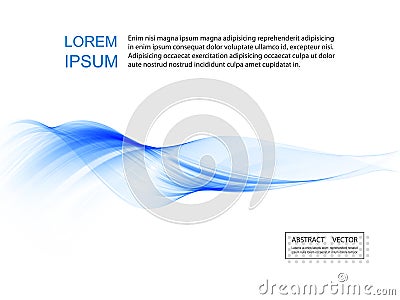 Abstract smooth color wave vector. Curve flow blue motion illustration. Smoke design. Vector Illustration
