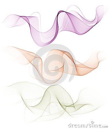 Abstract smooth color wave vector set on transparent background. Vector Illustration