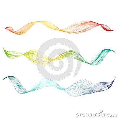 Abstract smooth curved line Design element Technological background with bright wavy colored line Stylization of digital equalizer Vector Illustration