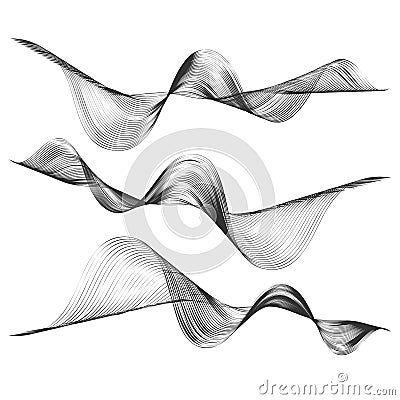 Abstract smooth curved line Design element Technological background with creative wavy black line Stylization of digital equalizer Vector Illustration