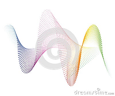 Abstract smooth curved lines from dots halftone rainbow Design element Technological background with a line in the waveform Vector Illustration