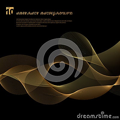 Abstract smooth gold color wave lines motion pattern. Vector Illustration